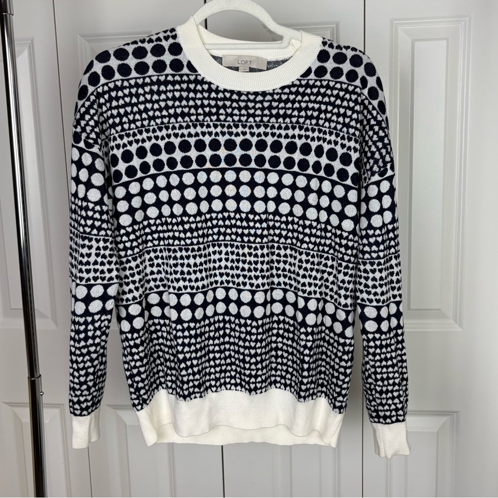LOFT Black and White Heart Sweater